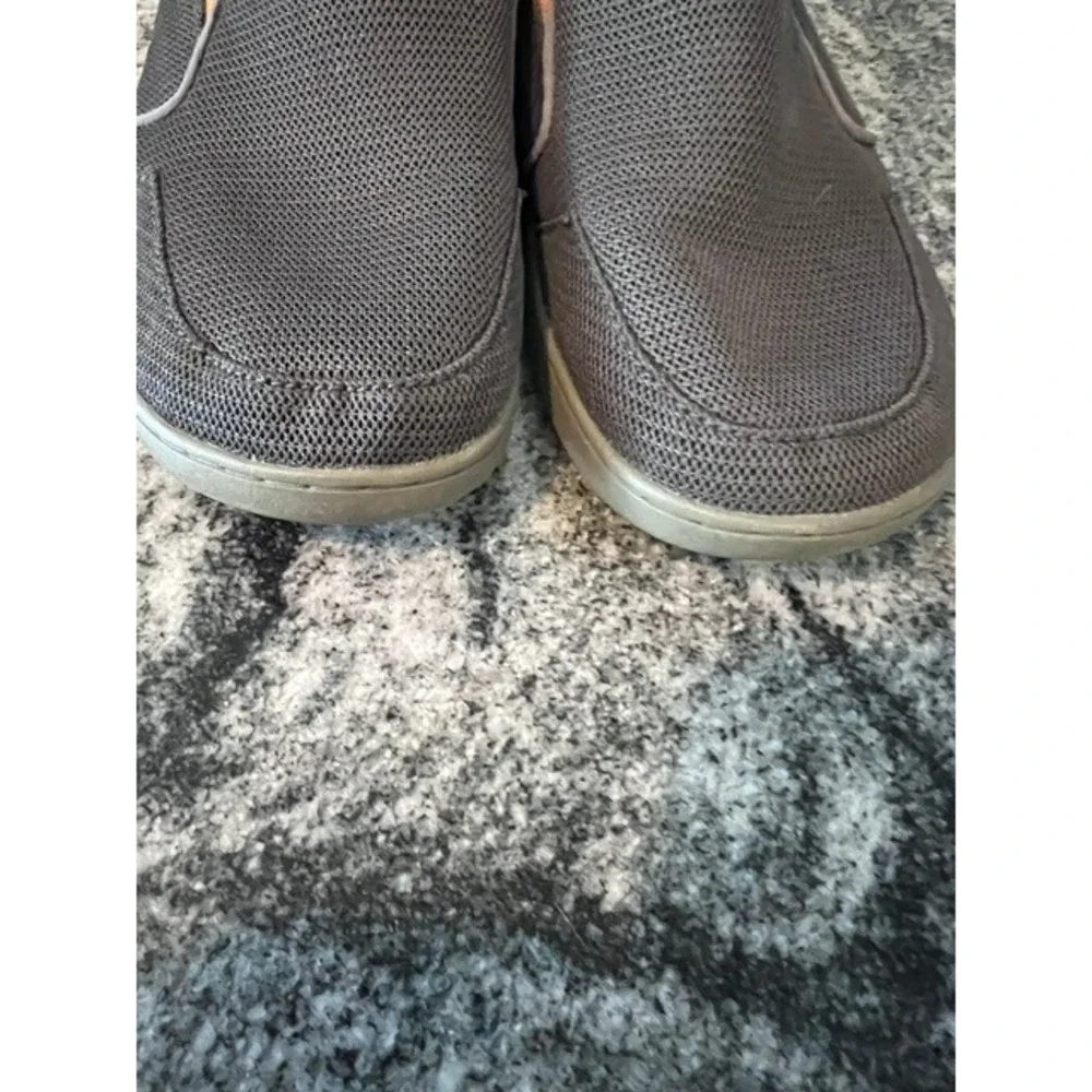 OluKai Nohea Mesh Men 9 Grey Good Drop-in Heel Slip On Shoes 10188-4242 Hawaiin